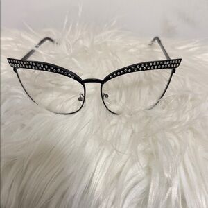 Chic Black Rhinestone Cat-Eye Glasses